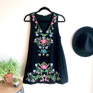 Vici Dolls Black Dress with Embroidered Flowers